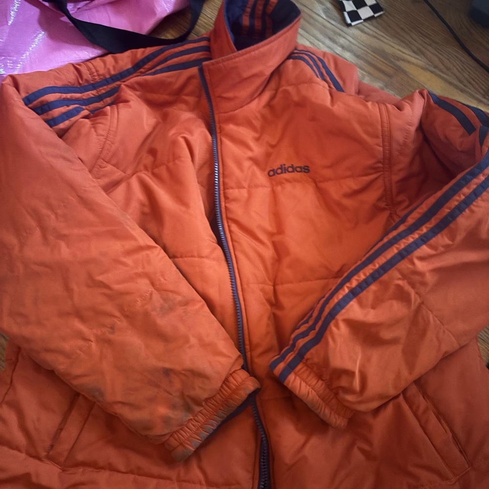 Adidas Vibrant Orange Jacket with Navy Accents